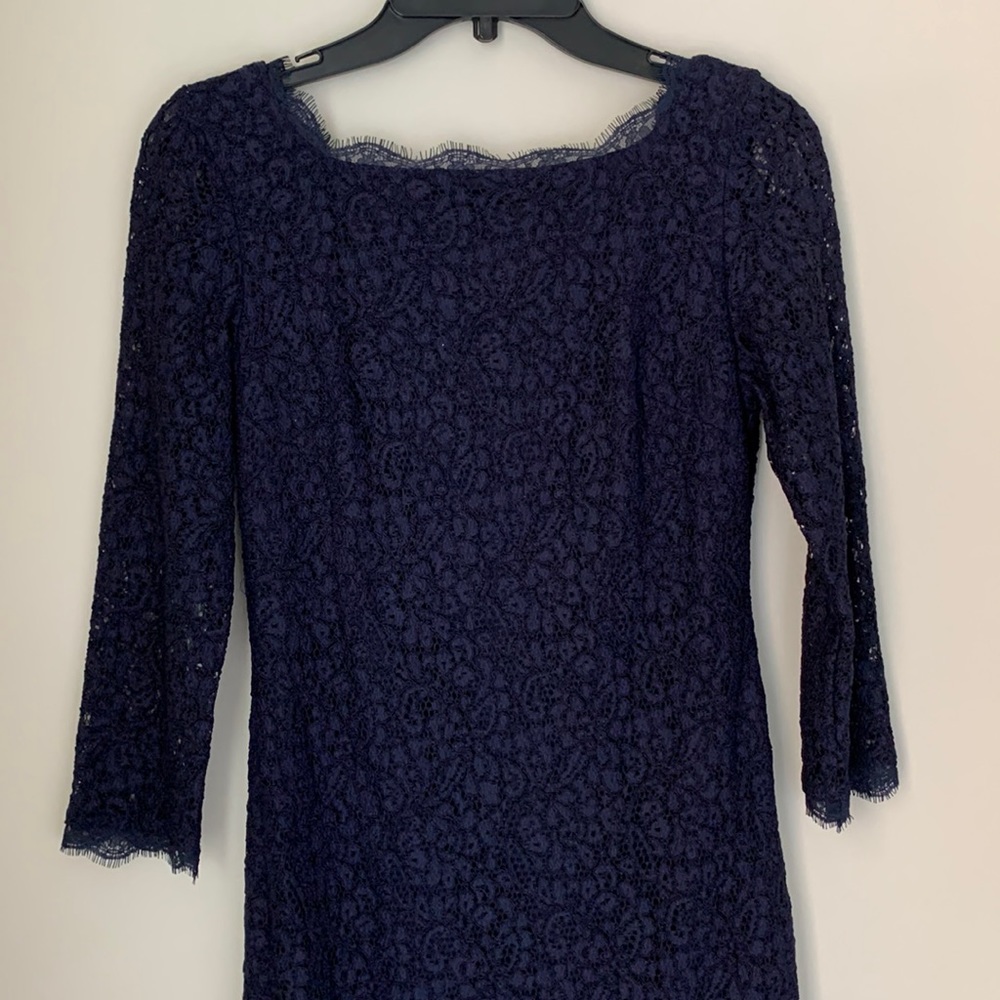 Adrianna Papell Scalloped Lace Gown Dress - Picture 3 of 7